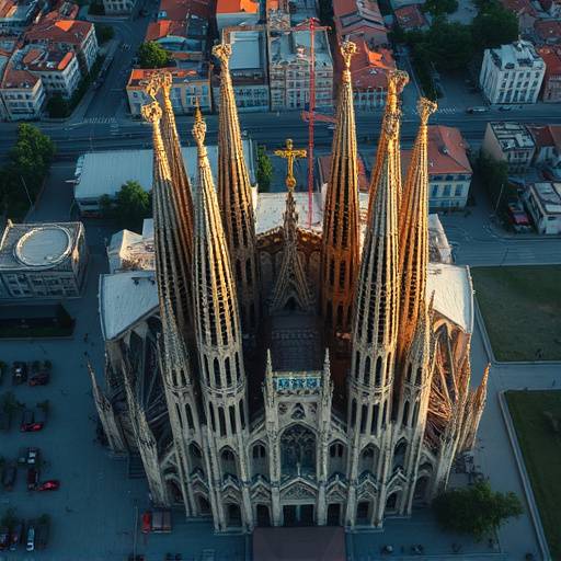 Fragmento de un documental sobre la arquitectura modernista de Barcelona. Se muestra la Sagrada Familia desde una perspectiva ünica.